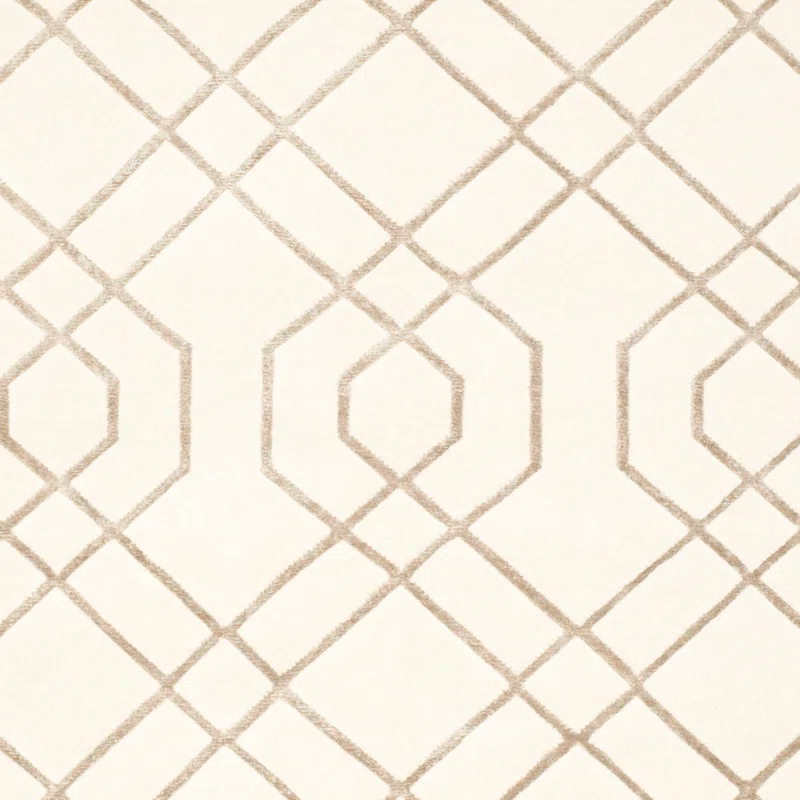 Ivory Hand-Knotted Wool Geometric 10' x 14' Area Rug
