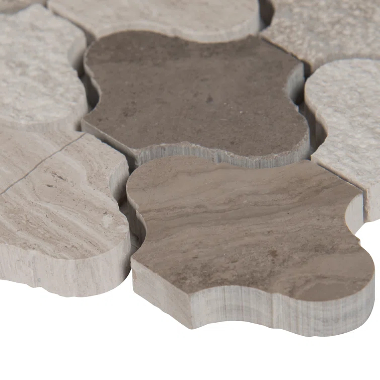 Arctic Storm Arabesque Marble Mosaic Tile in Gray