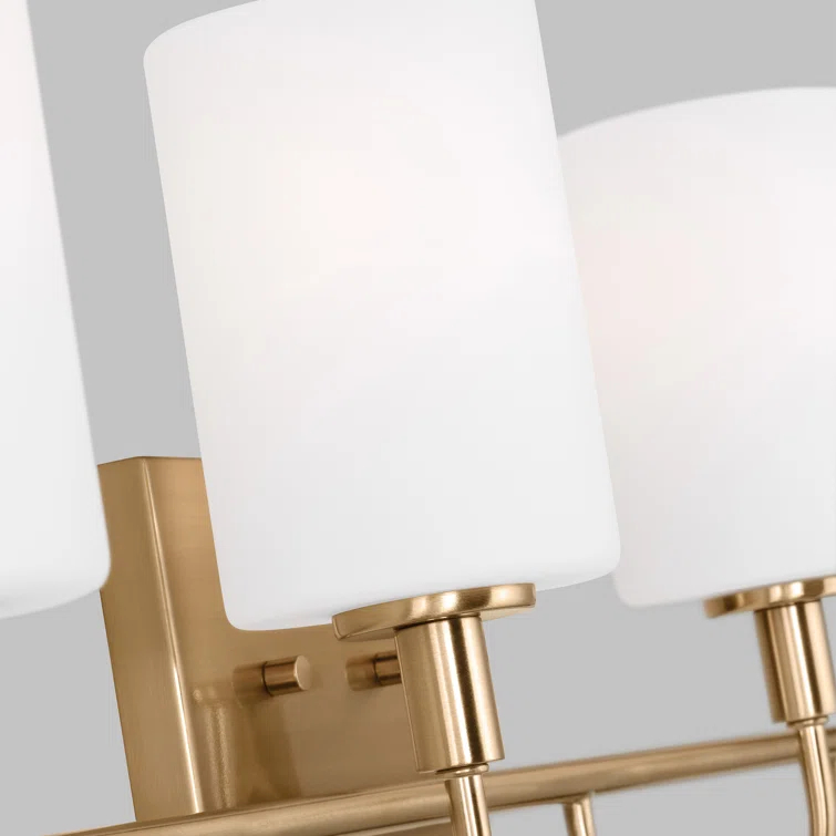 Alvin Modern Satin Brass 4-Light Vanity with Etched Glass