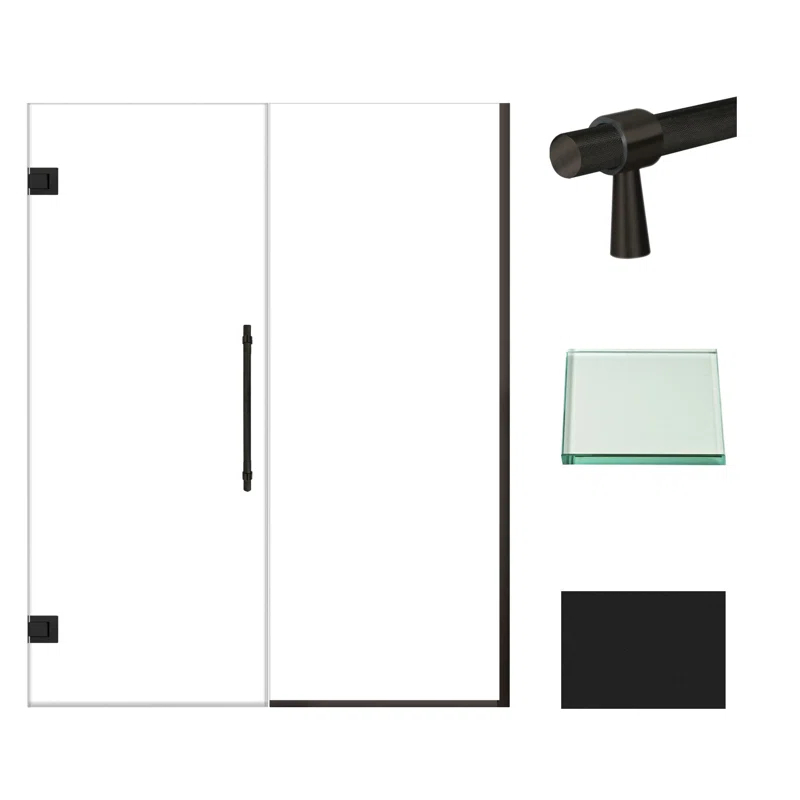 Transolid EHTB585287610C-BK-MB Transolid Elizabeth 58.5-in W x 76-in H Hinged Shower Door with Clear Glass