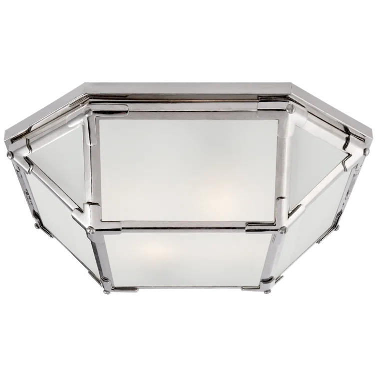 Morris Geometric Frosted Glass & Polished Nickel Flush Mount Light