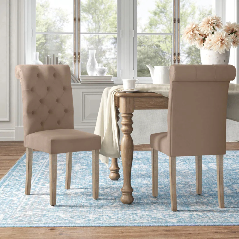 Ophelia & Co. Monarda Roll Top Tufted Upholstered Side Chair (Set of 2)