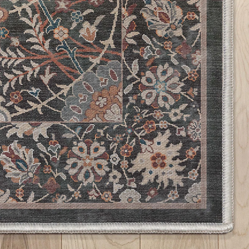 Ervin Liana Vintage Oriental Charcoal Gray Flat-Weave Rug