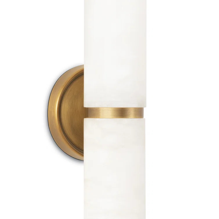 Salon 3-Light Dimmable Natural Brass Alabaster Sconce