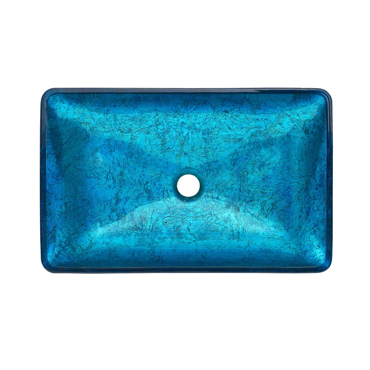 Cascade Rectangular Glass Vessel Sink with Faucet