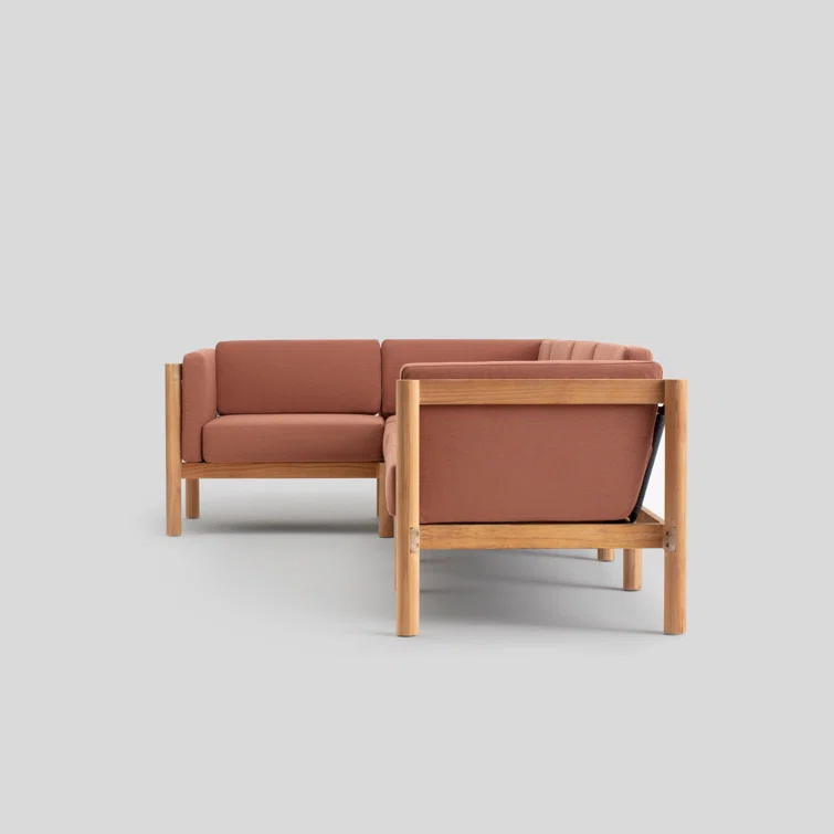 Haven 114'' Wide Outdoor Teak Reversible Patio Sectional with Sunbrella Cushions