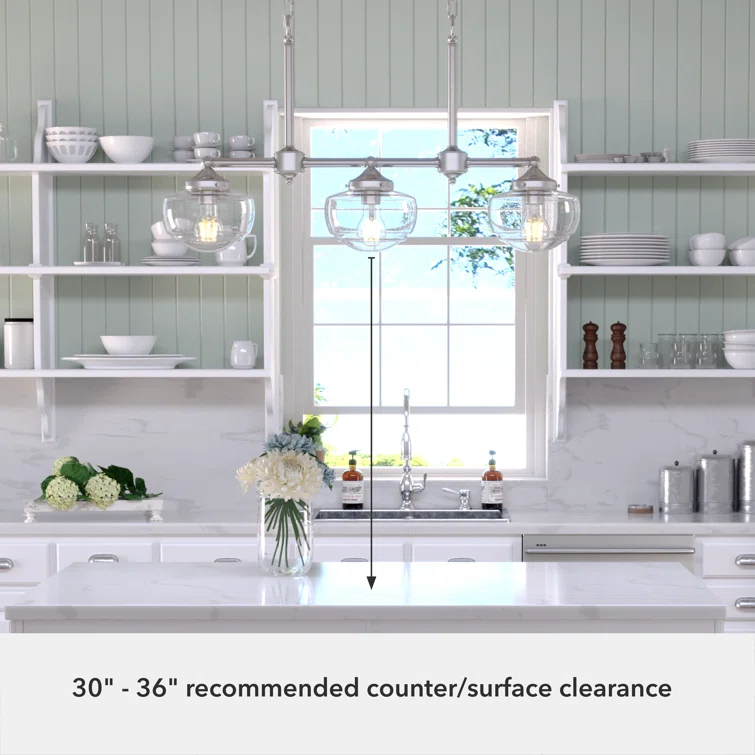 Saddle Creek 3 - Light Kitchen Island Linear Schoolhouse Chandelier