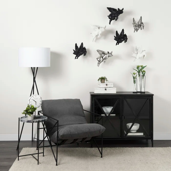 Poppy Black Iron Glass Paneled Distressed Sideboard with Storage