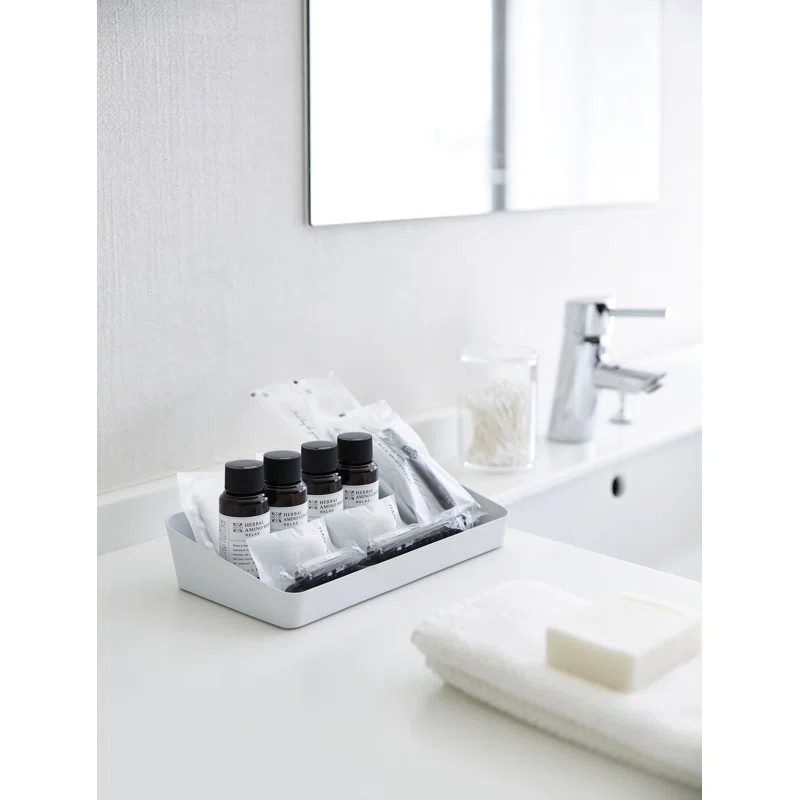 Yamazaki Home Space Saving Vanity Tray, Sloped, Steel, Large
