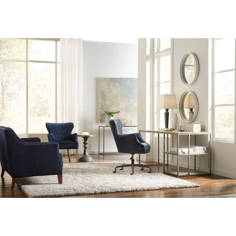 Elegant 54" Blue Velvet Tufted Loveseat with Nailhead Accents