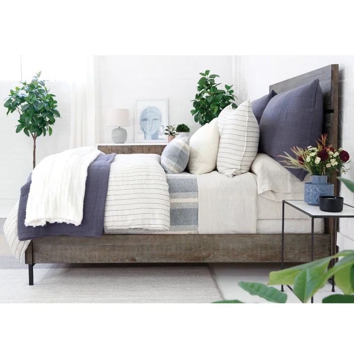 Arrowhead Textured Cotton Blanket by Pom Pom at Home - Slate / Queen
