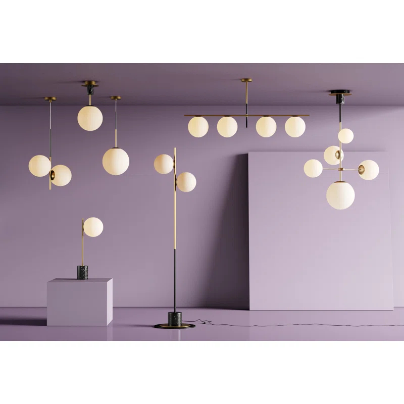 Drake 2 Light Glass Steel Dimmable Pendant