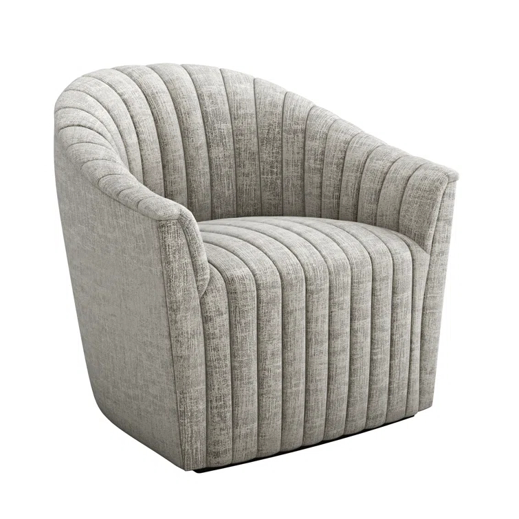 Channel Upholstered Swivel Barrel Chair