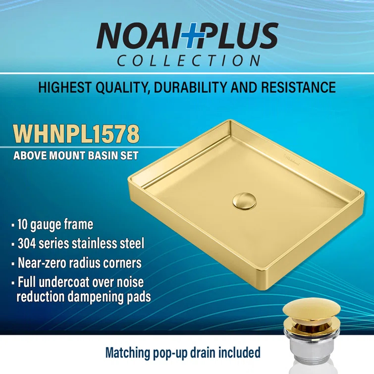 Whitehaus Collection 16'' Stainless Steel Rectangular Bathroom Sink