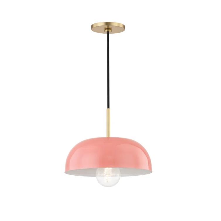 Dea Pendant Light - Aged Brass and Pink / Large