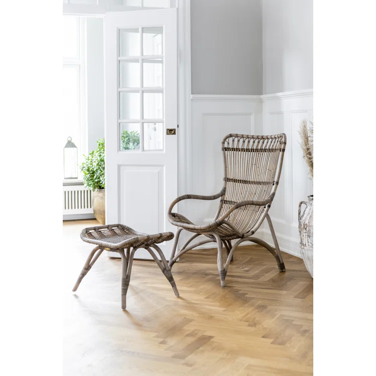 Monet Highback Rattan Lounge Chair and Footstool