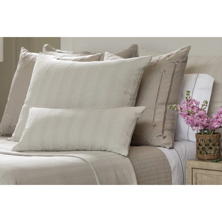 Raffia and White Cotton Chevron Queen Blanket - Machine Washable and Reversible