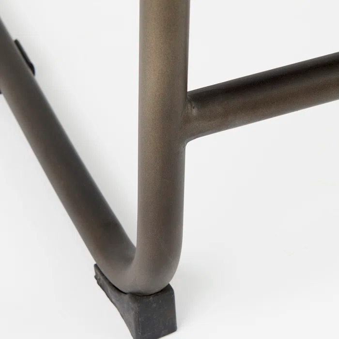 Berbick Black Leather and Iron Counter Stool, 26" Seat Height