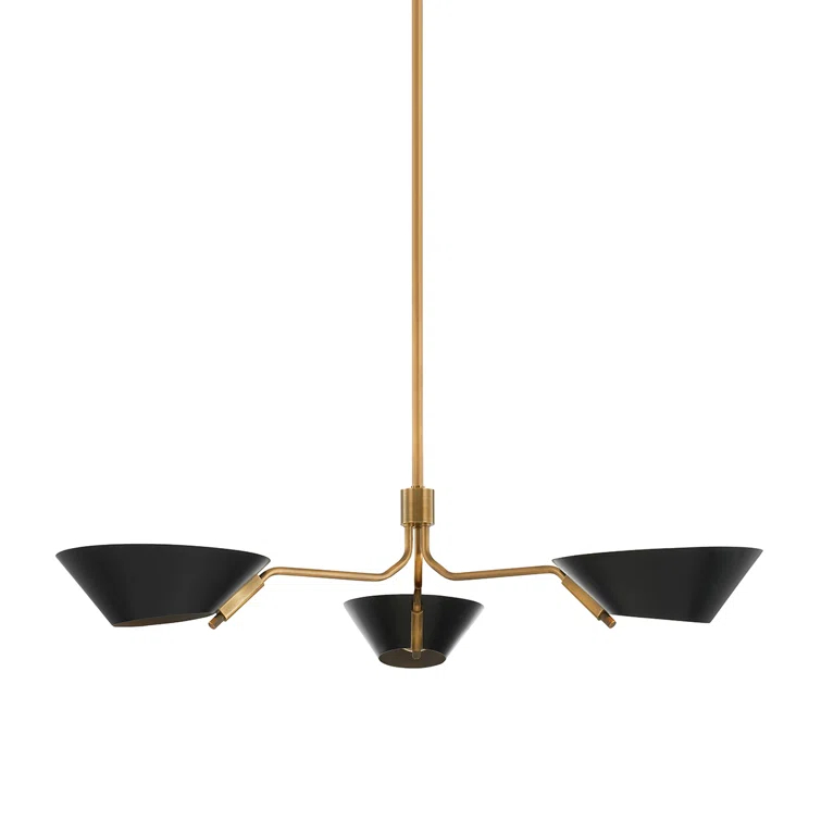 Riaz Chandelier - Black and Brass / 3 Light