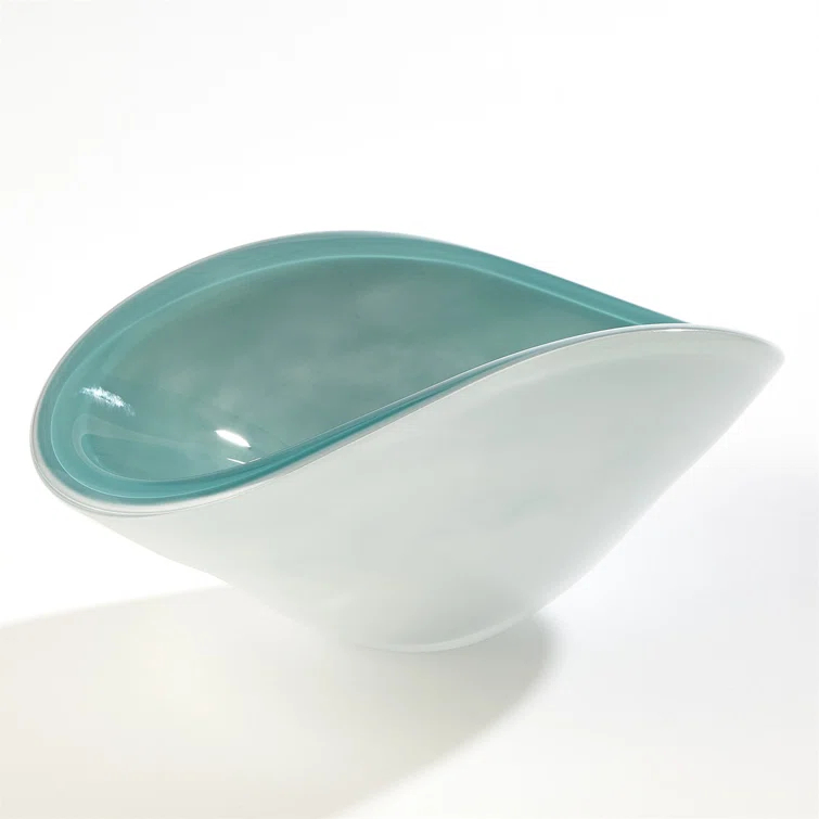 Azure Handcrafted Pinched Glass Decorative Bowl