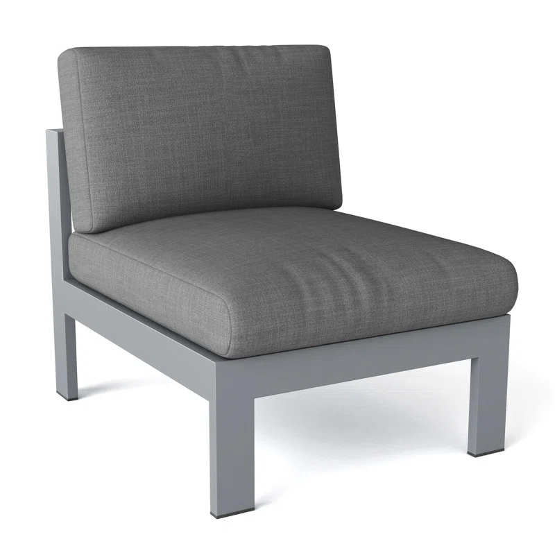 Lucca Gray Aluminum Outdoor Lounge Chair with Cushions