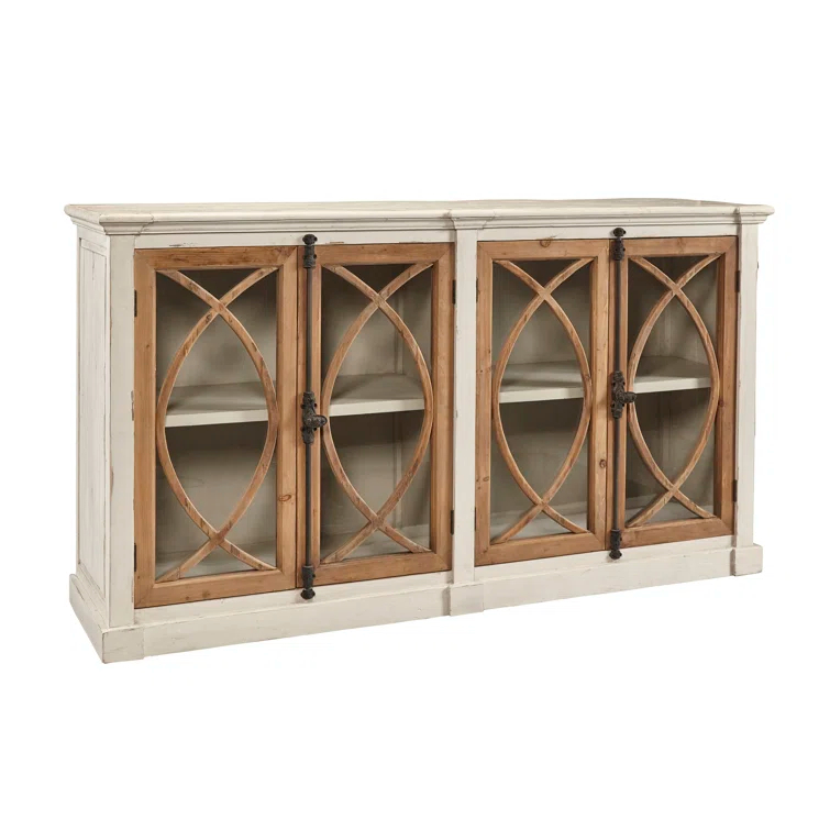 Chamblis 80-inch Fretwork Hutch Sideboard Server with Cremone Bolts