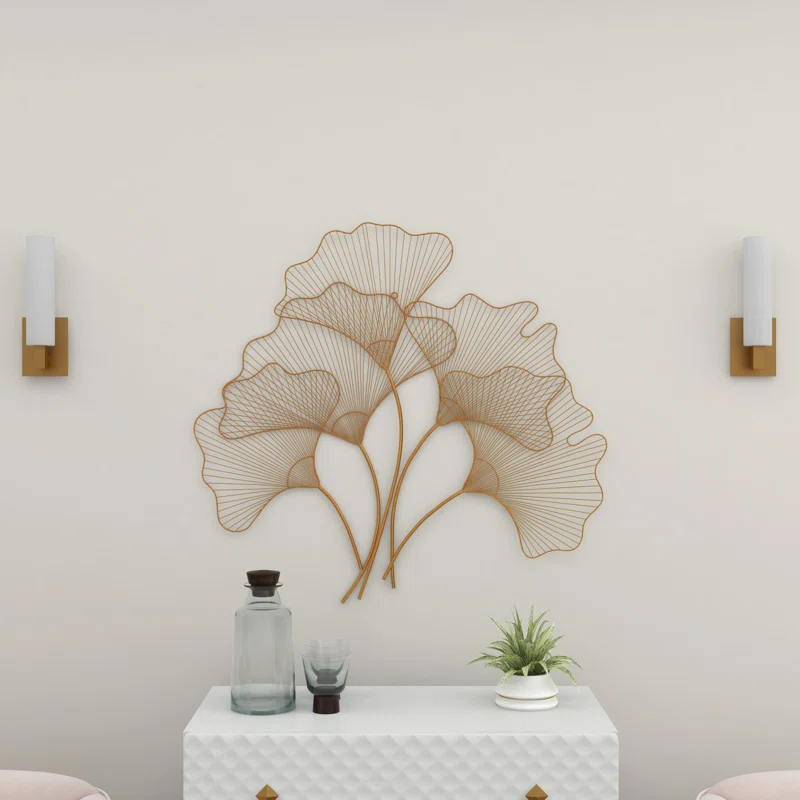 Floral Gold Metal Leaf Wall Décor, 36" X 33"