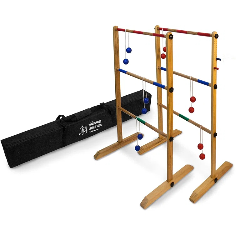 Yard Games Solid + Manufactured Wood Water Resistant Ladder Ball with Carrying Case