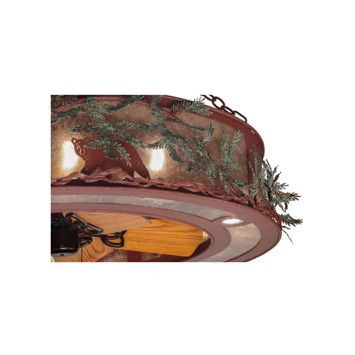 Rustic Lodge 12 - Light Dimmable Drum Chandelier