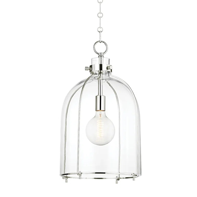 Sybil Pendant Light - Clear / Curved / Polished Nickel