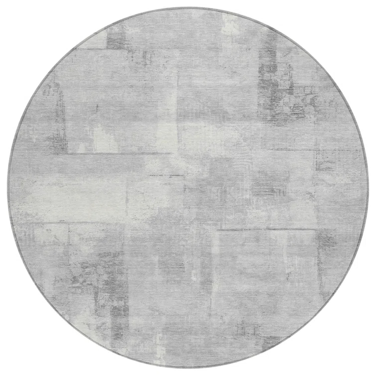 Machine Washable Indoor/Outdoor Cinead ACN1714 Gray Rug
