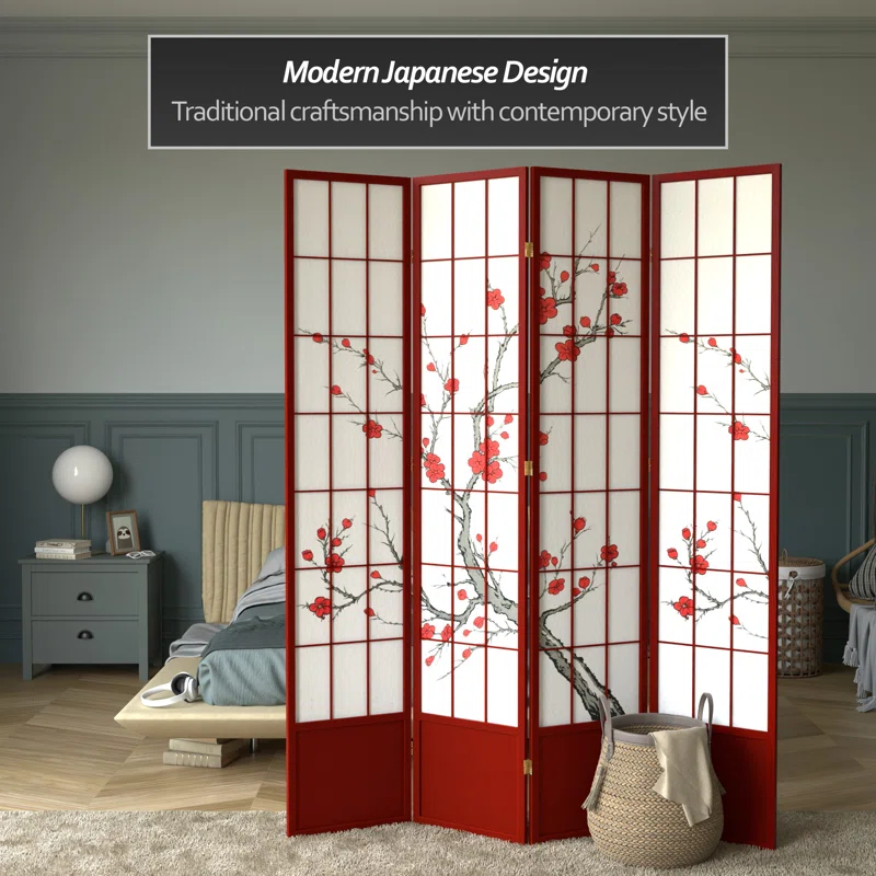 83.5" Cherry Blossom Shoji Room Divider