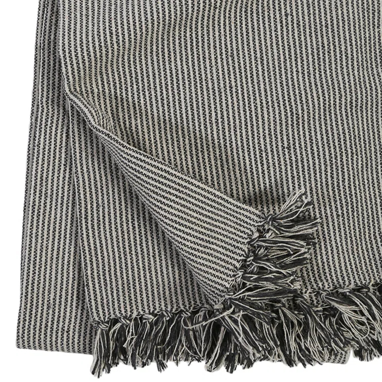 James Cotton Oversized Throw by Pom Pom at Home - Ivory and Charcoal