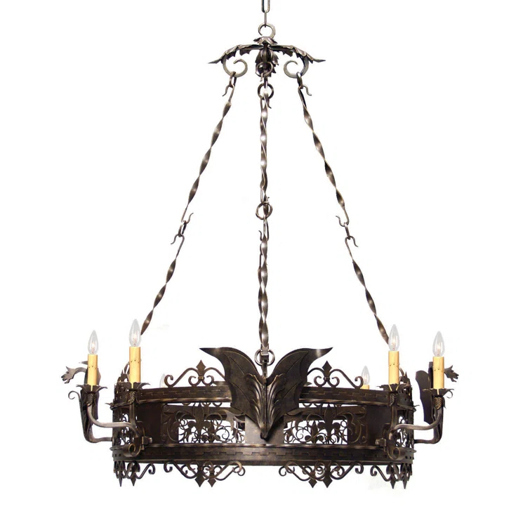 Dragone Gilded Tobacco 8-Light Gothic Chandelier