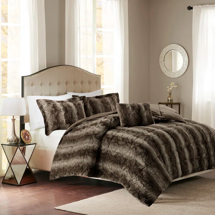 Madison Park Zuri Faux Fur Comforter Set