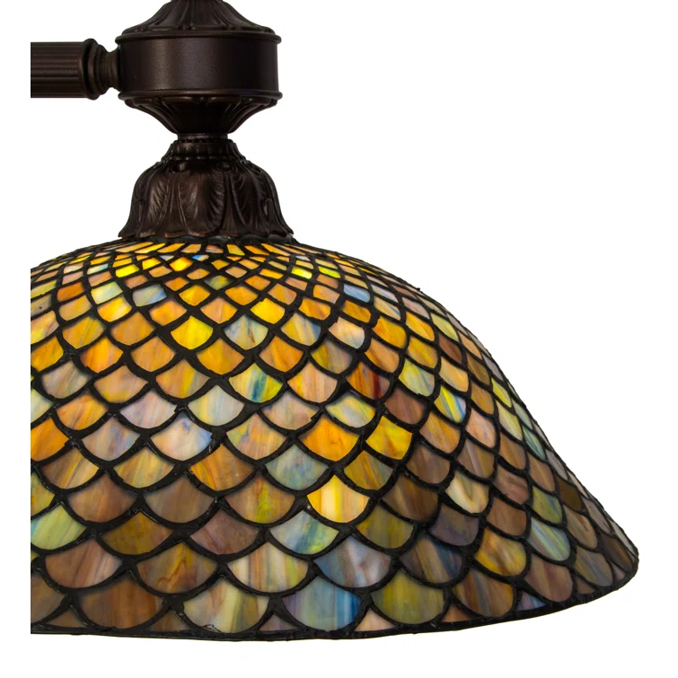 Mahogany Bronze & Onyx Accent 2-Light Victorian Tiffany Island Pendant