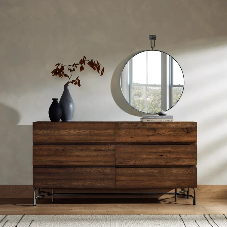 Rectangular Antique Silver Wood Wall Mirror