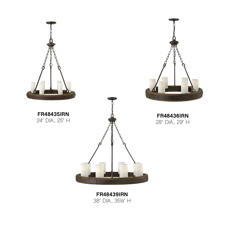 Cabot 6 - Light Wagon Wheel Chandelier