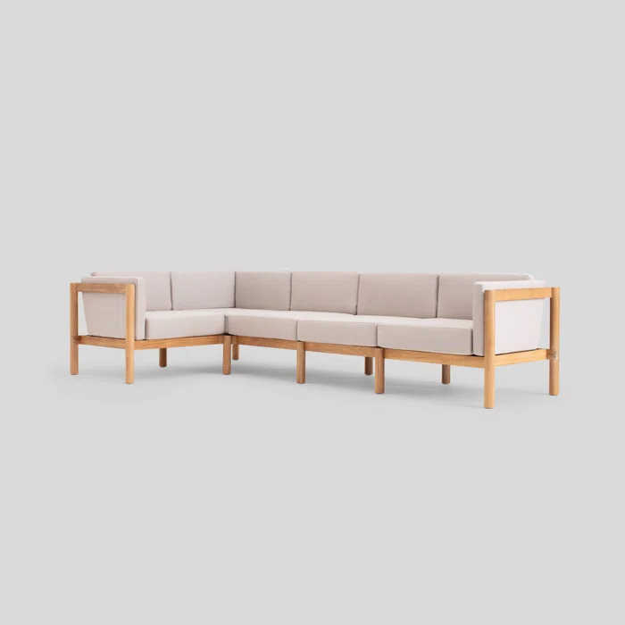 Haven 114'' Wide Outdoor Teak Reversible Patio Sectional with Sunbrella Cushions