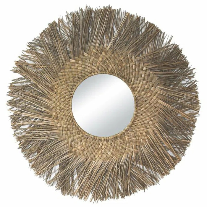 Jillian Seagrass Round Wall Mirror