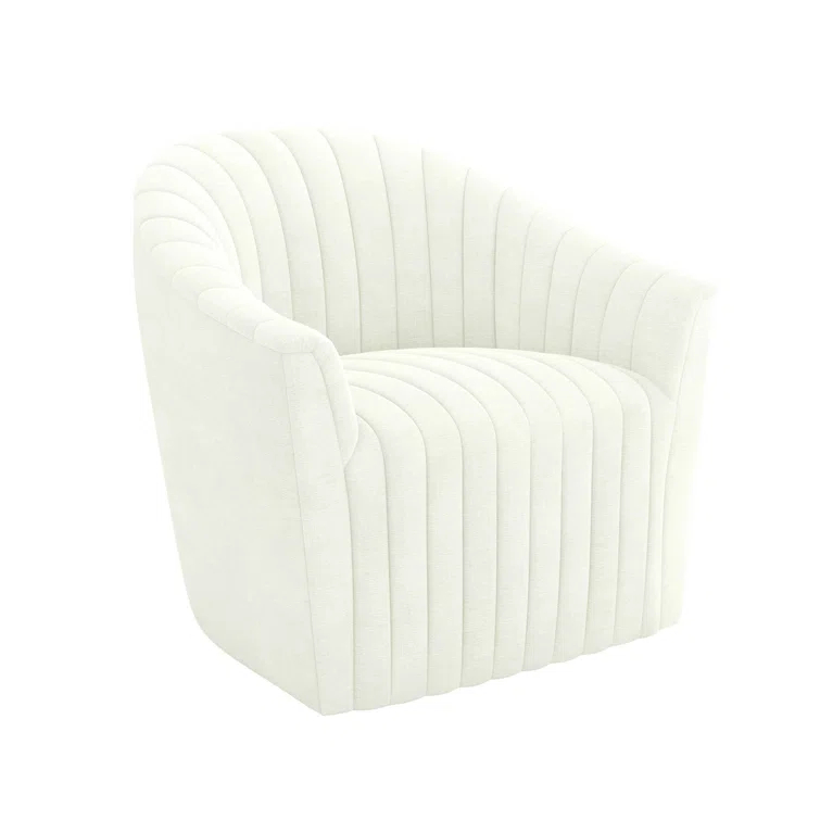 Channel Upholstered Swivel Barrel Chair