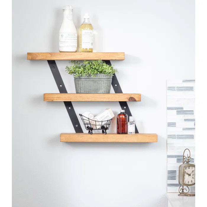 Serene 3 Piece Pine Solid Wood Tiered Shelf