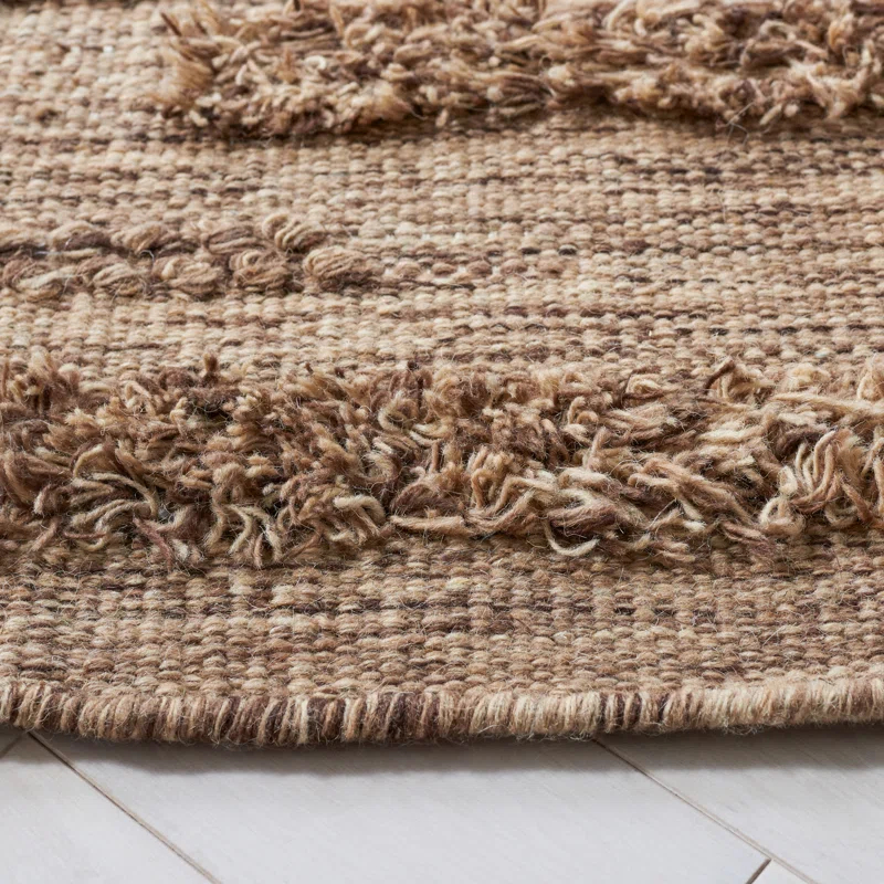 Hartzler Hand-Woven Flatweave Wool/Cotton Brown/Beige Area Rug