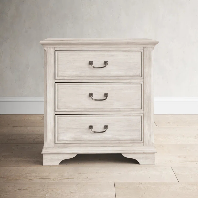 Bayside Cottage White Vintage 3 Drawer Nightstand