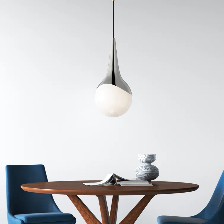 Mitzi Ariana 1 - Light Pendant in  Polished Nickel Opal Glossy Glass Shade  Shade