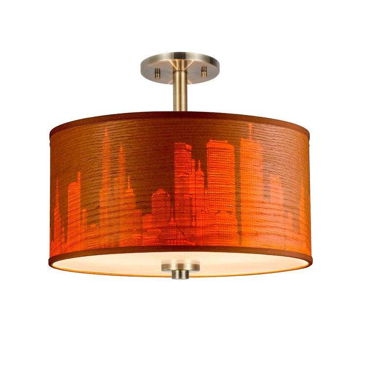 Drum - Vaneer Semi Flush Mount
