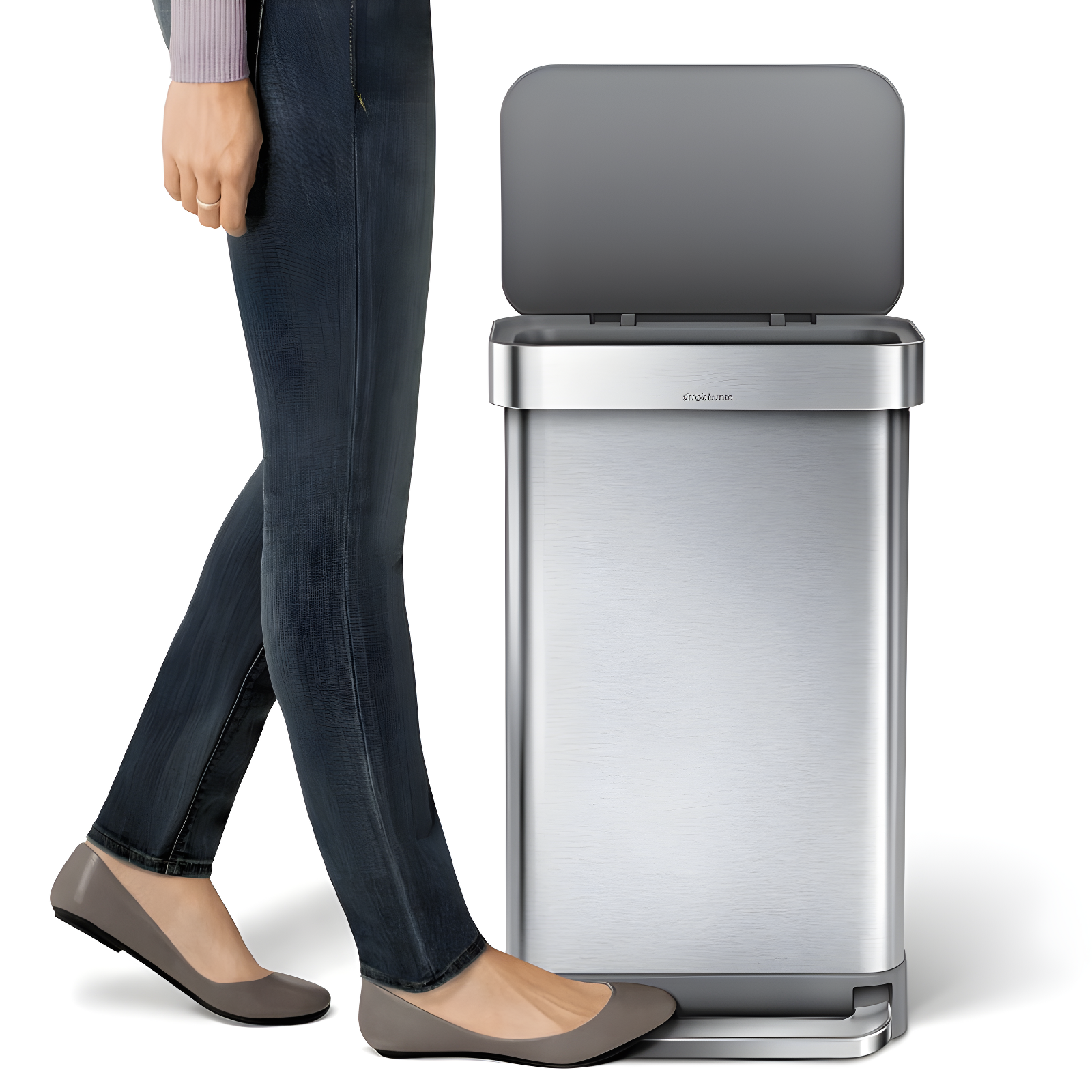 Simplehuman 45 Liter/ 12 Gallon Liter Kitchen Step Trash Can, Brushed Stainless Steel & Plastic Lid