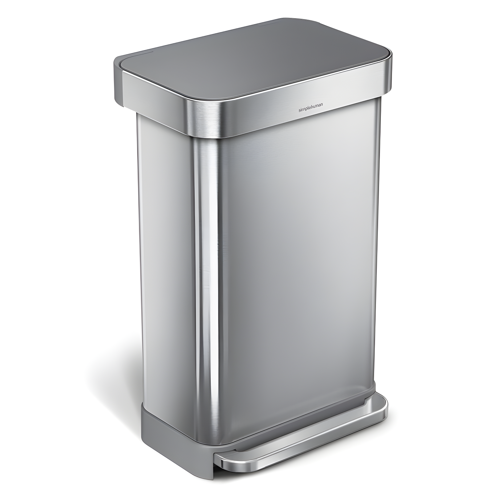 Simplehuman 45 Liter/ 12 Gallon Liter Kitchen Step Trash Can, Brushed Stainless Steel & Plastic Lid