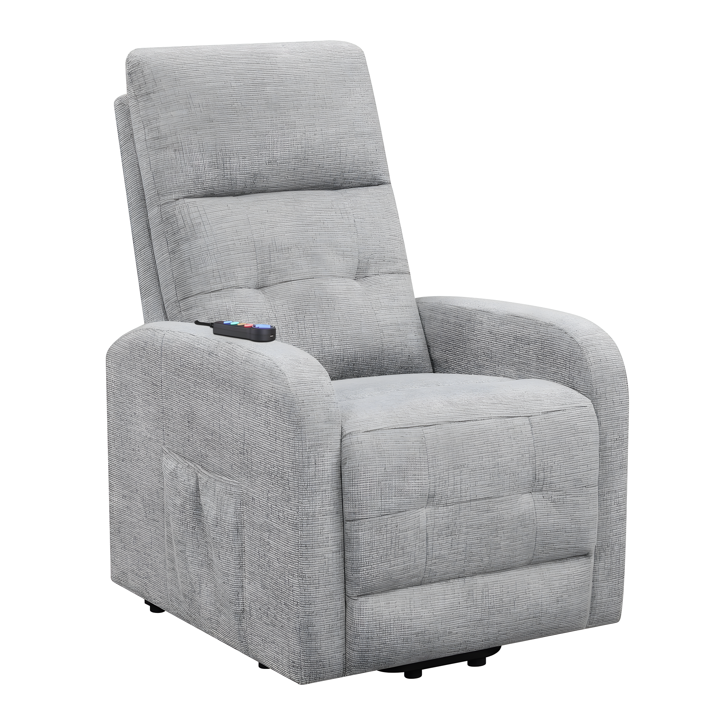 Coaster Howie Tufted Fabric Upholstered Power Lift Recliner in Gray