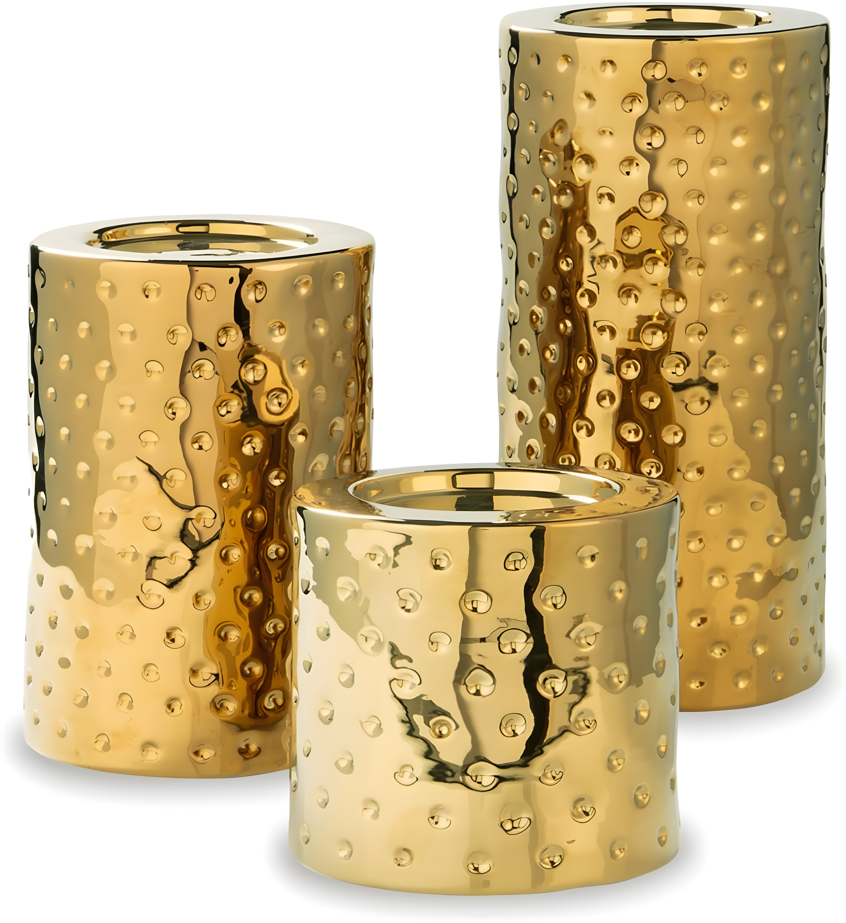 Signature Design by Ashley Contemporary Marisa Candle Holder (Set of 3)  Gold Finish